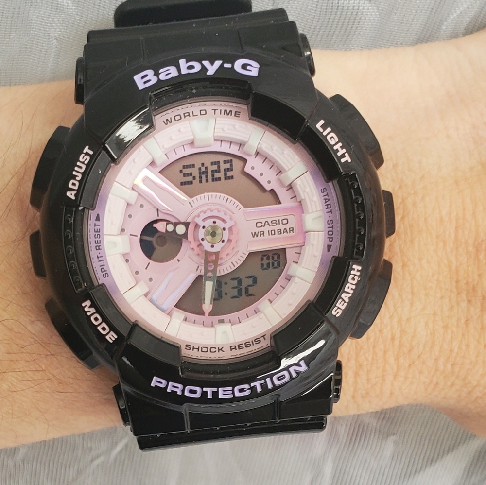 Baby G shock watch, black, pink, purple